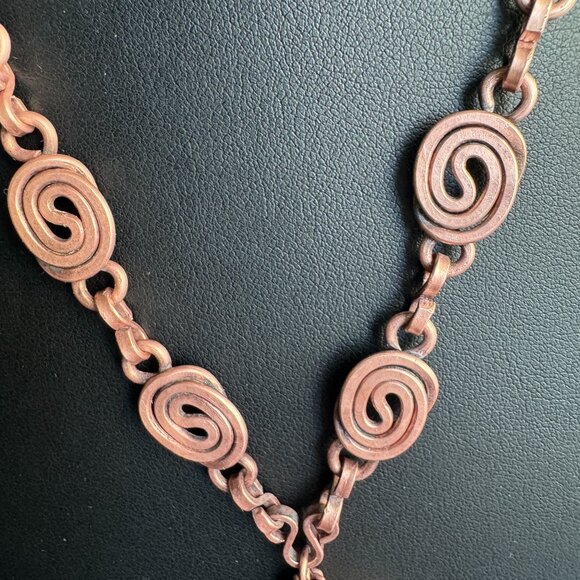 Boho style Copper Metal and Stone Necklace Pendant 18 inches - Picture 5 of 9